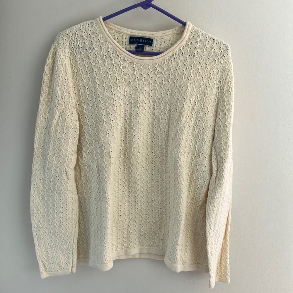 Karen Scott XL yellow pullover sweater 100% cotton